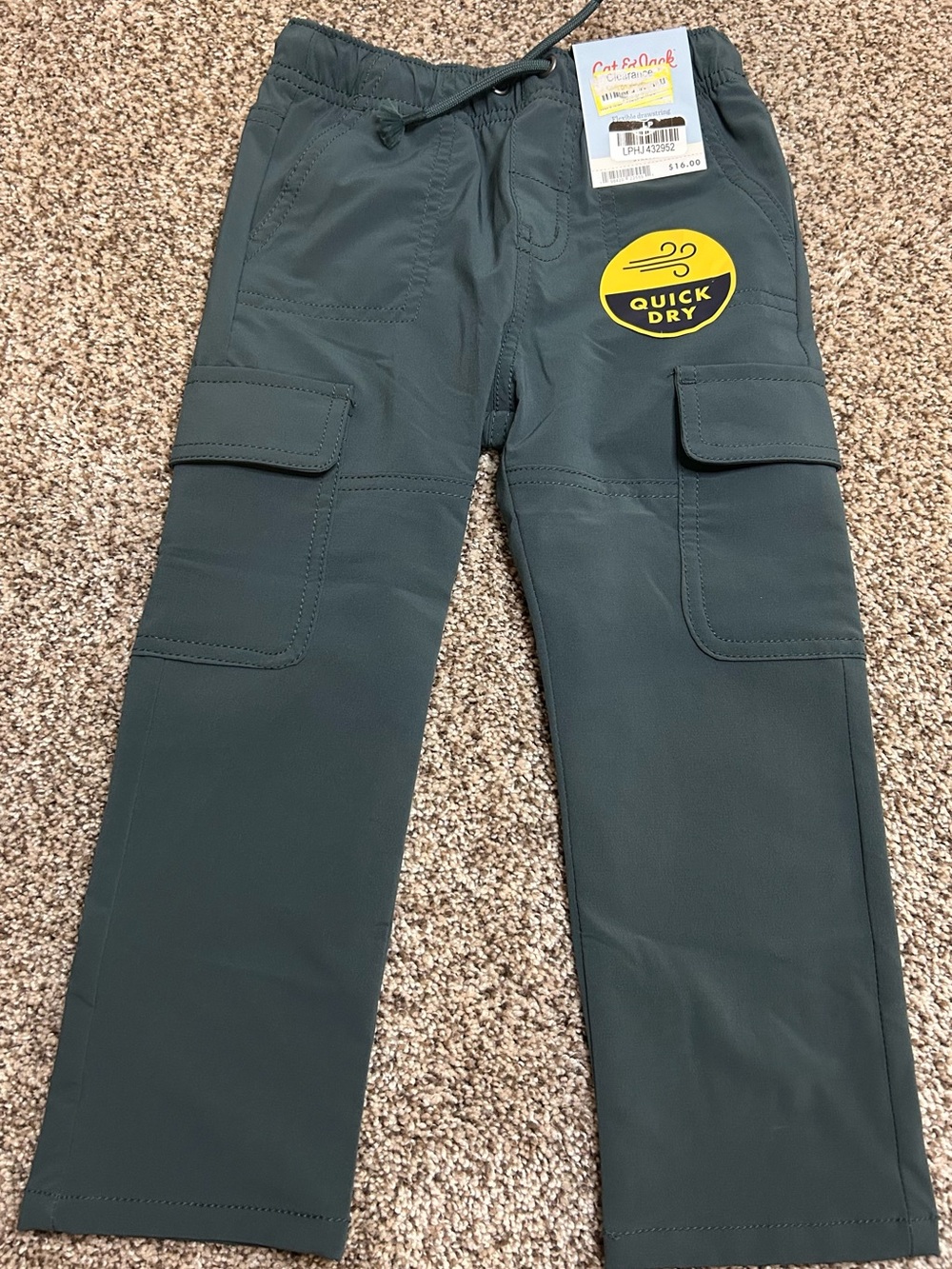 Cat & Jack Boys' Quick-Dry Dark Teal Cargo Pants